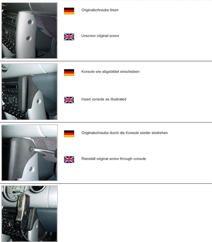 KUDA 092345 Halterung Kunstleder schwarz für Mini Cooper ab 09/2001 (mit Handschuhfach), 092345