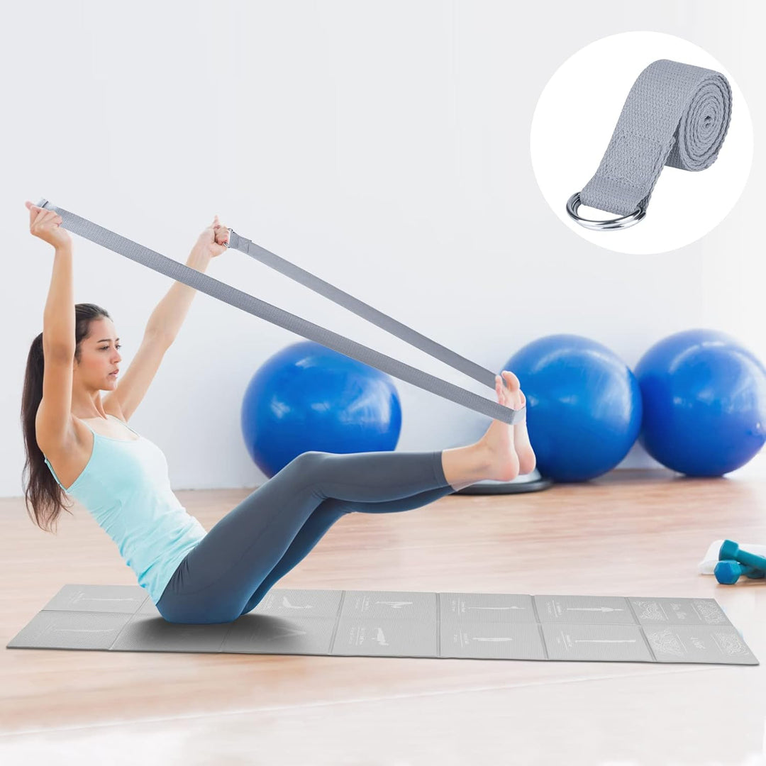Faltbare Yogamatte für Frauen, rutschfeste Übungsmatte für Home Gym, Reise Yoga Set mit Stretch Stra