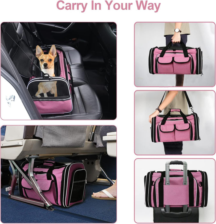 Estarer Haustiertasche Haustierträger für Katze und Kleine Hunde im Auto, Fugzeug oder in der Bahn,