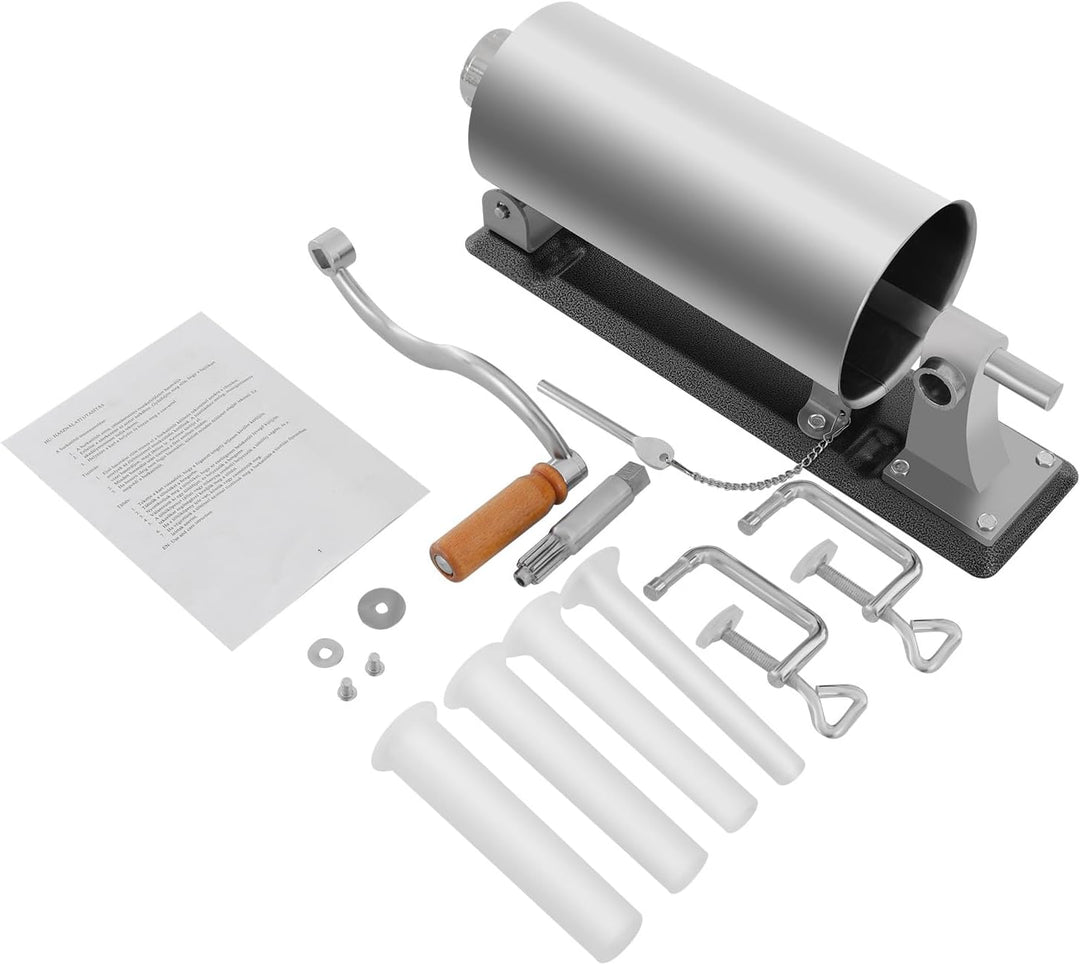 Wurstfüller Edelstahl Manuell, Wurstmaschine Küche, Wurstpresse Horizontal 3L, 4 Füllrohre 17-29mm,