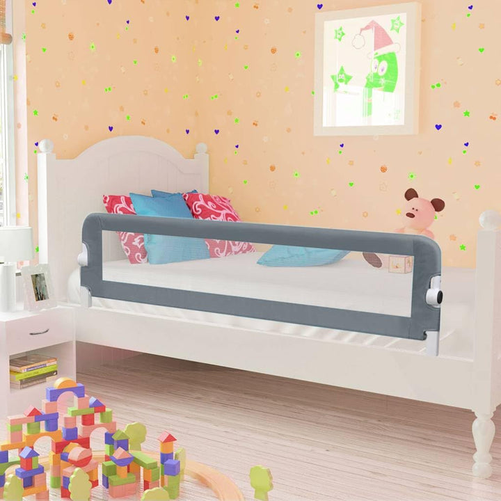 Kleinkind Bettschutzgitter Grau 120x42 cm Polyester klappbar höhenverstellbar atmungsaktiv Schutzgit