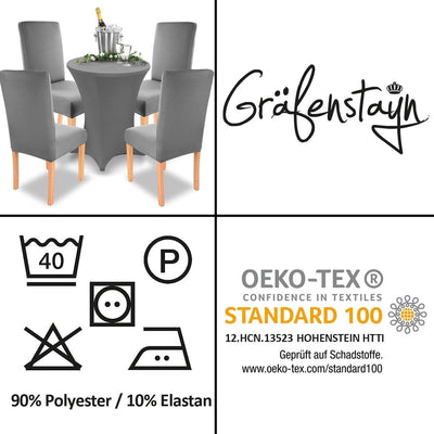 Gräfenstayn 6 STK Stretch-Stuhlhusse Charles - runde und eckige Stuhllehnen - VORTEILSPACKUNG - bi-e