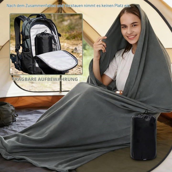 Hüttenschlafsack Baumwolle &amp; Ultralight Inlett Schlafsack – 180x80 cm Kompakter Polarfleece Innensch