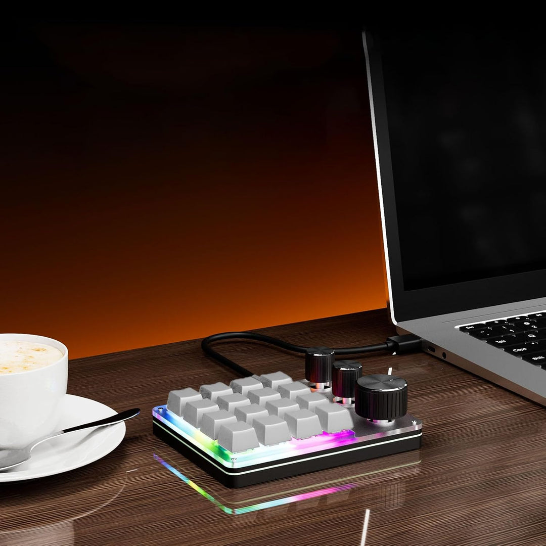 Denash Benutzer Definierte Mechanische Tastatur, Programmier Bares 16-Schlüssel-Macro-Pad mit 3 Knöp