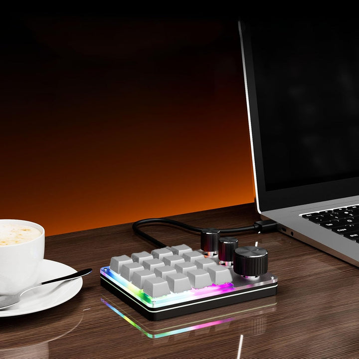 Denash Benutzer Definierte Mechanische Tastatur, Programmier Bares 16-Schlüssel-Macro-Pad mit 3 Knöp