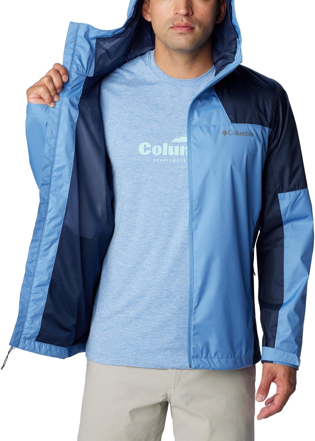 Columbia Inner Limits III Jacket, Wasserdichte Regenjacke für Herren L Skyler/Collegiate Navy, L Sky