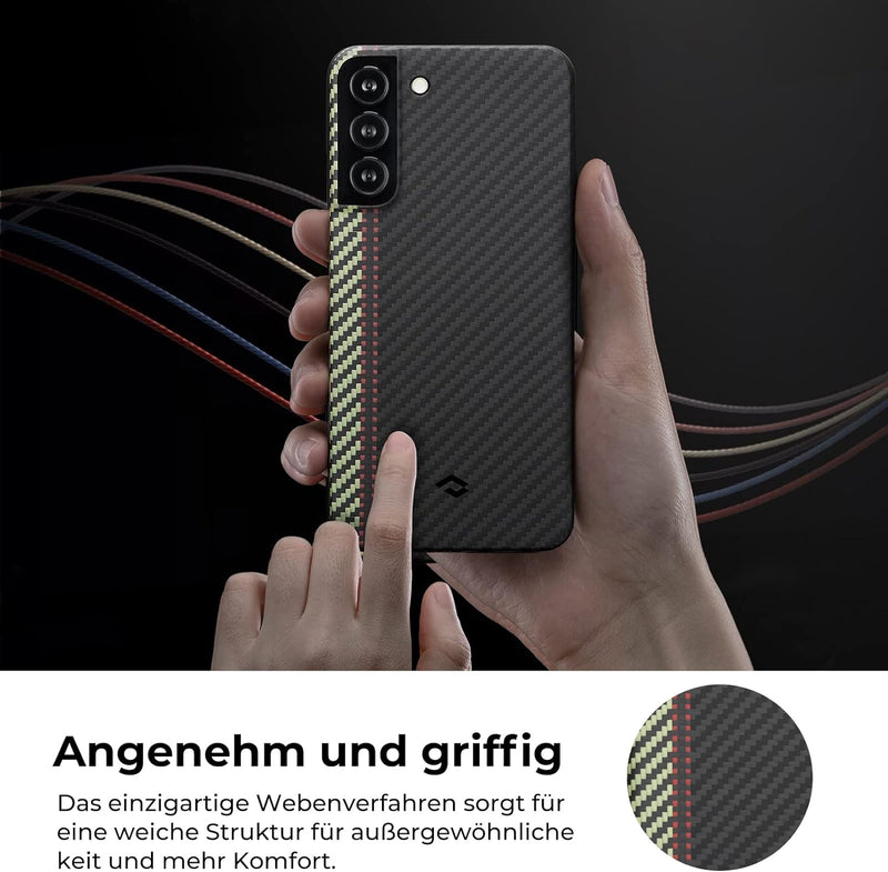 pitaka Magnetische Hülle für Samsung Galaxy S22+ 6,6 Zoll Ultradünne Handyhülle aus 1500D Aramidfase