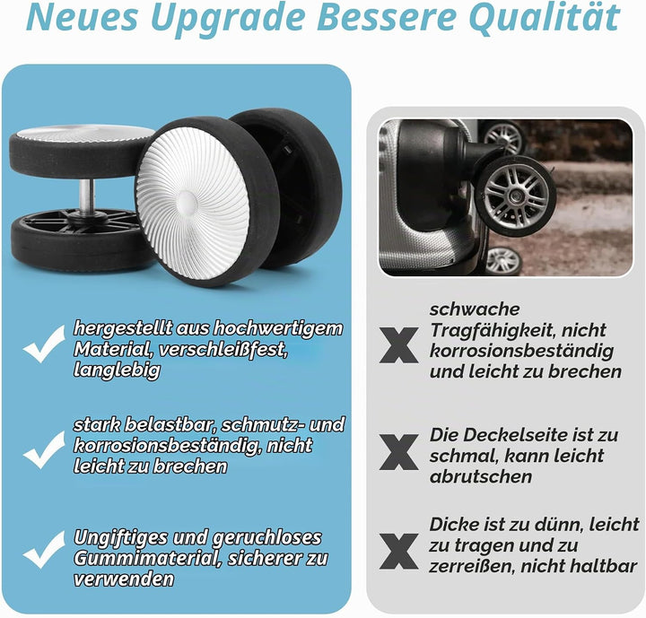4 Stück Koffer Ersatzrollen 57mm Gepäck Ersatzräder Verschleissfeste Kofferrollen Gummi Ersatzräder