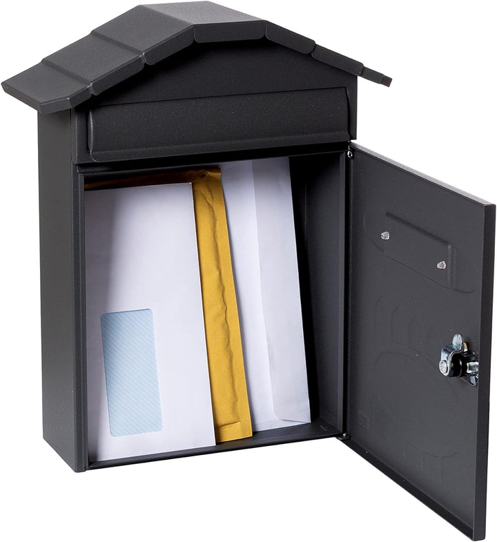 ARREGUI Villa E5004 Individueller Briefkasten aus Stahl, Grösse M (DIN A4), strukturiert schwarz, 36