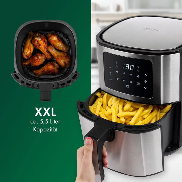 ProfiCook® Heissluftfriteuse PC FR 1239 H - Friteuse Heissluft 5,5L XXL Kapazität, Öl- und fettfreie