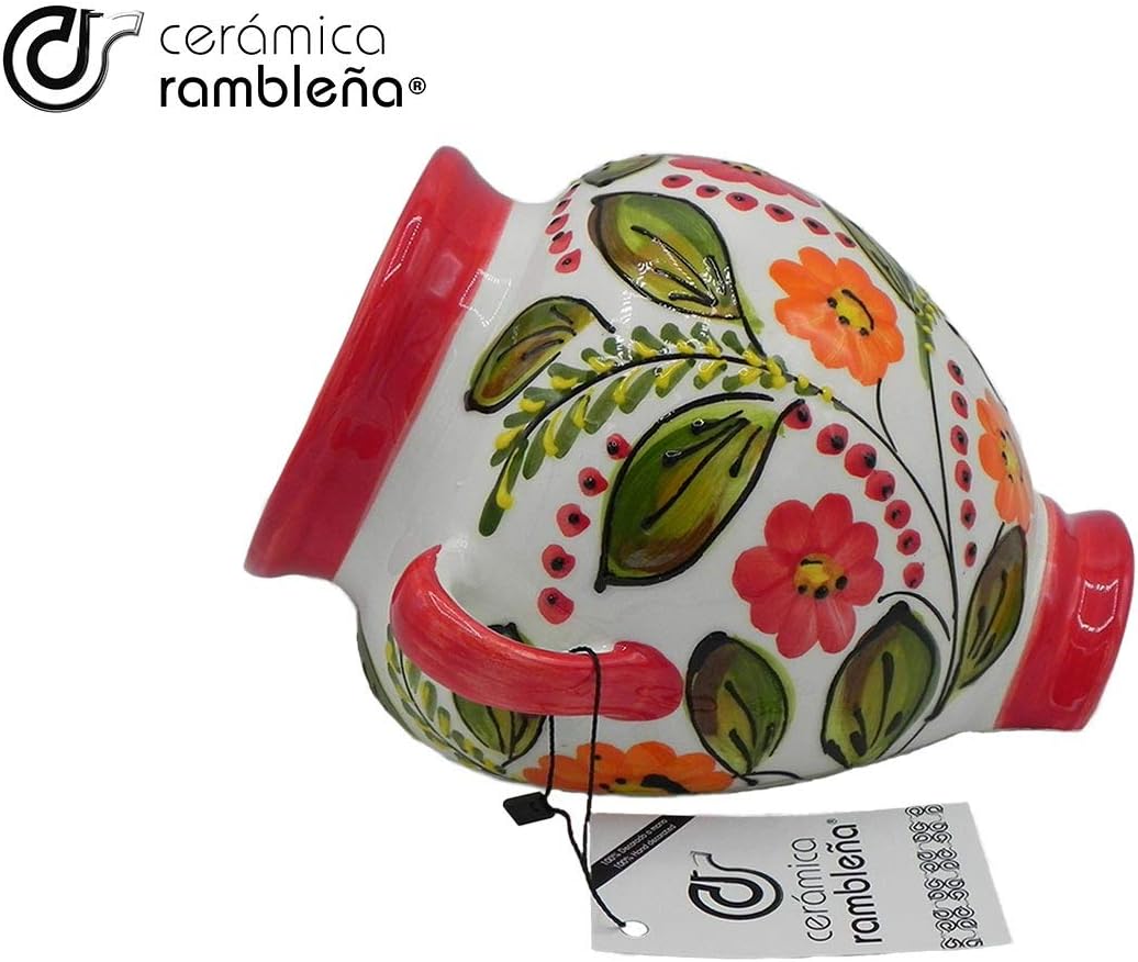 CERÁMICA RAMBLEÑA | Hängende Töpfe I Tontopf zum Aufhängen | Wandpflanzer | Rot und Weiss | 100% Han