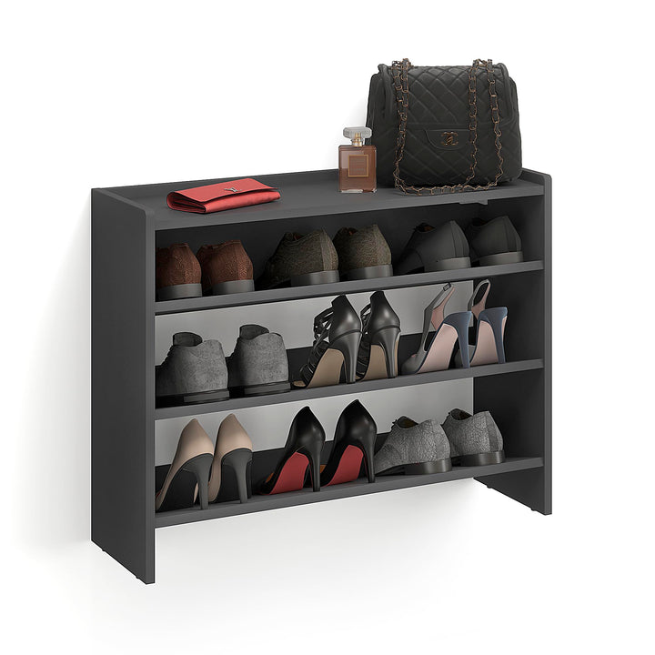 KOMTO Schuhregal Schmal - Schuhablage Flur mit 3 Ebenen Offener Schuhschrank Schuh Organizer Platzsp