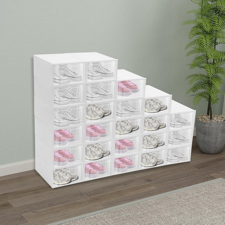 24 Stück Schuhboxen Stapelbar Schuh Aufbewahrung Box