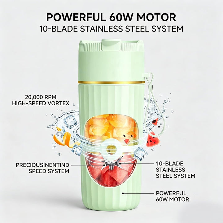 Tragbarer Mixer, 400ml Kleiner Entsafter, 65 Watt, USB Wiederaufladbarer Smoothie Maker, Fresh Juice