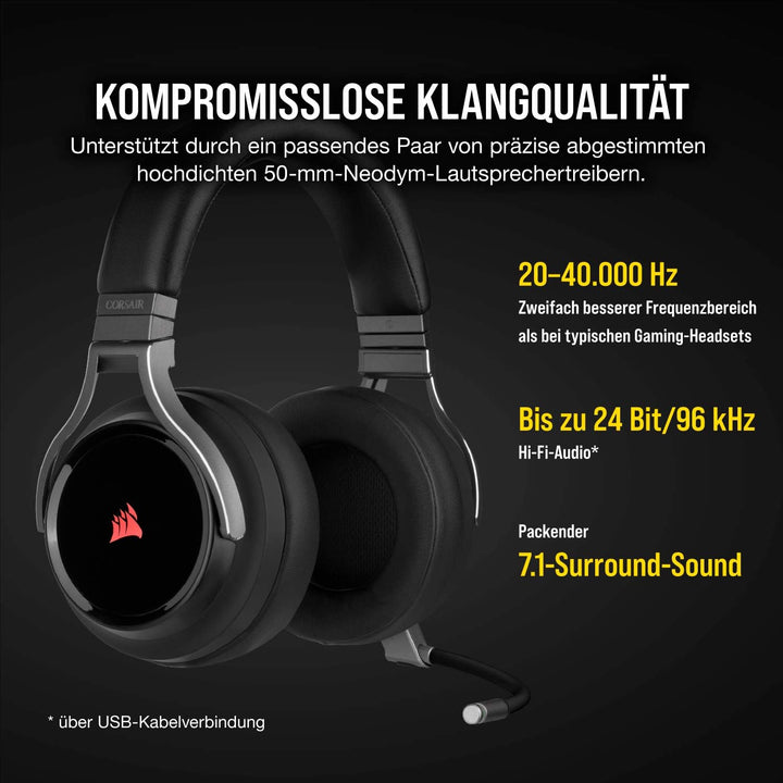 Corsair Virtuoso RGB Wireless High-Fidelity Gaming Headset (Slipstream Technologie, 7.1 Surround Sou
