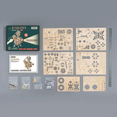 ROKR Vitascope Holzpuzzle, Mechanische Modellbausätze, Technischer Modellbausatz, Hand-Generator Kla