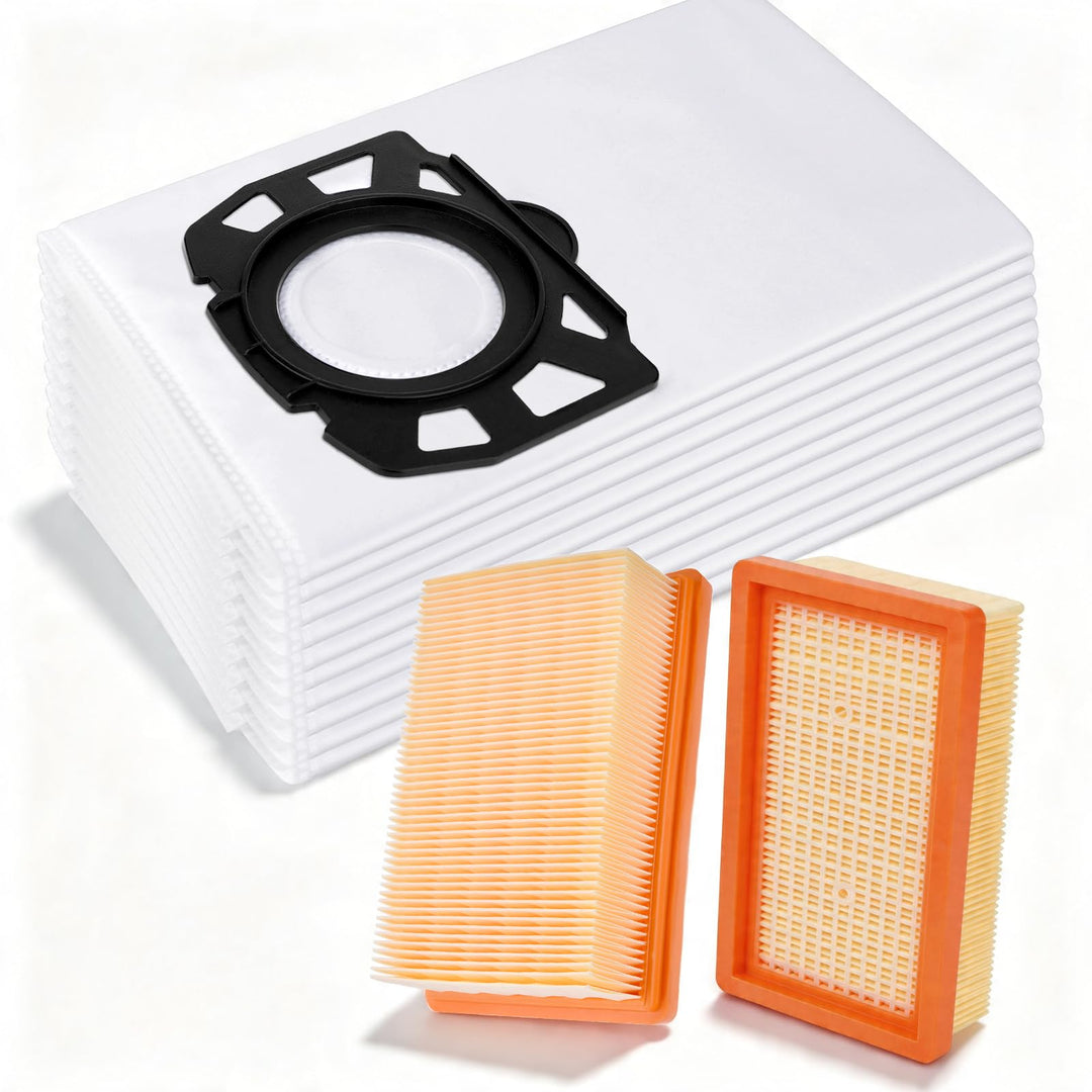 10 Stück Staubsaugerbeutel und 2 Filter als Ersatz für Kärcher WD5 WD6 WD4 WD5P Premium MV4 MV5 MV6,