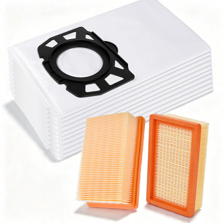 10 Stück Staubsaugerbeutel und 2 Filter als Ersatz für Kärcher WD5 WD6 WD4 WD5P Premium MV4 MV5 MV6,