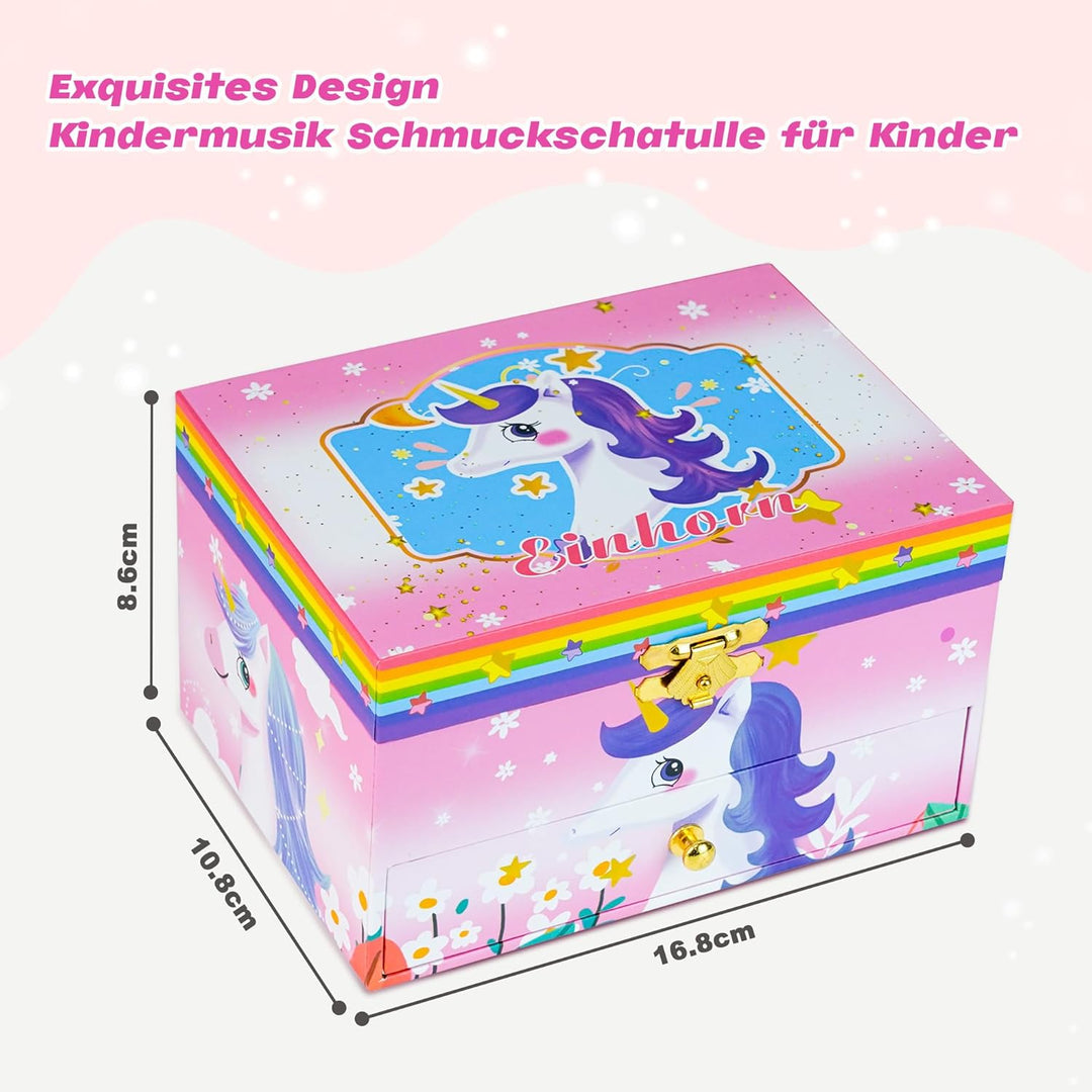 ADEL DREAM Schmuckschachtel für Mädchen mit Musik (5 Schmucksets) 2 Ausziehfächer Schmuck BoxTochter