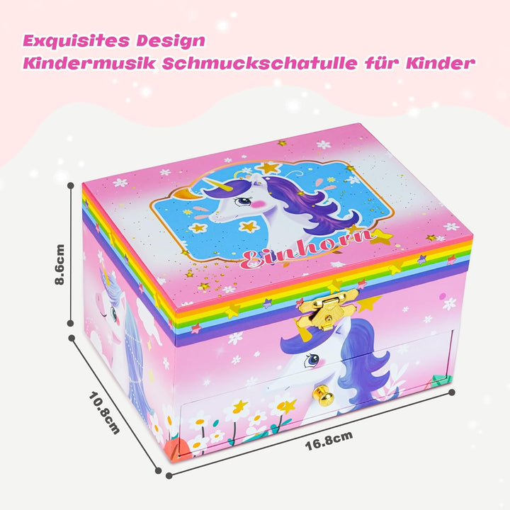 ADEL DREAM Schmuckschachtel für Mädchen mit Musik (5 Schmucksets) 2 Ausziehfächer Schmuck BoxTochter