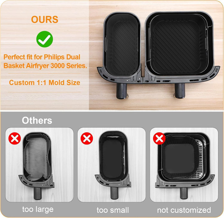 Heissluftfritteuse Zubehör für Philips Dual Basket Airfryer 3000-5000 Serie (6L/3L), Airfryer Siliko
