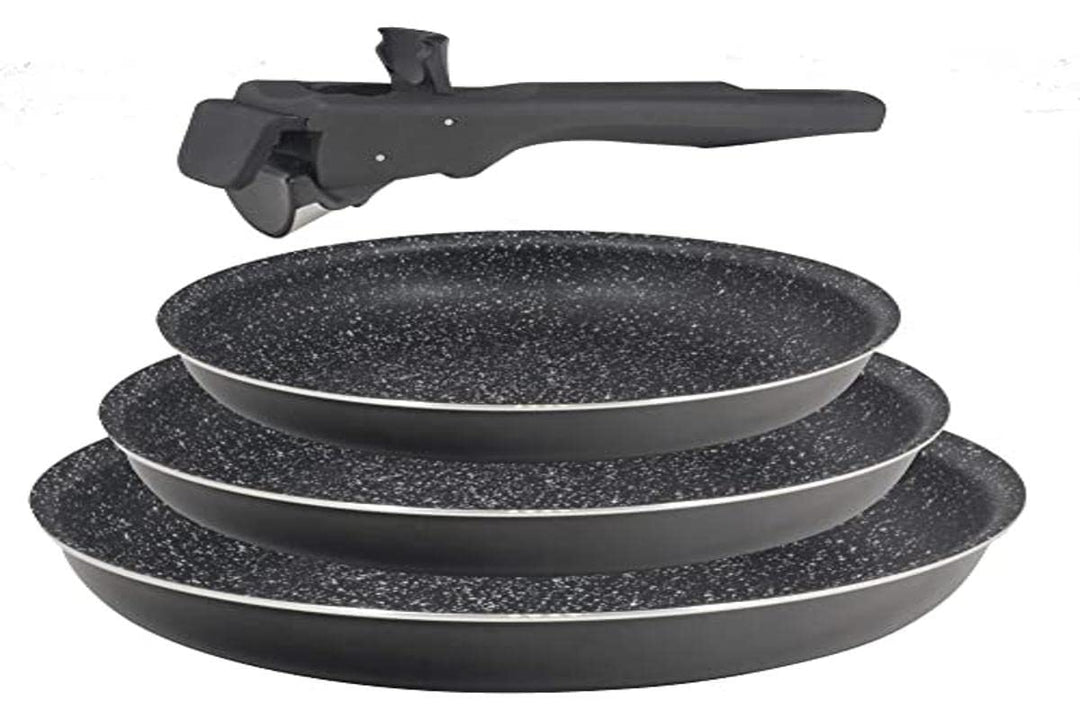 Bergner Click &amp; Cook Black Edition | Bratpfannen Set | 2 Pfannen aus Gespresstem Aluminium 24 und 28