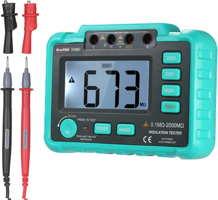 VISLONE VC60B+ LCD Digital Insulation Resistance Tester Megohm Meter Megohmmeter DC250V/500V/1000V A