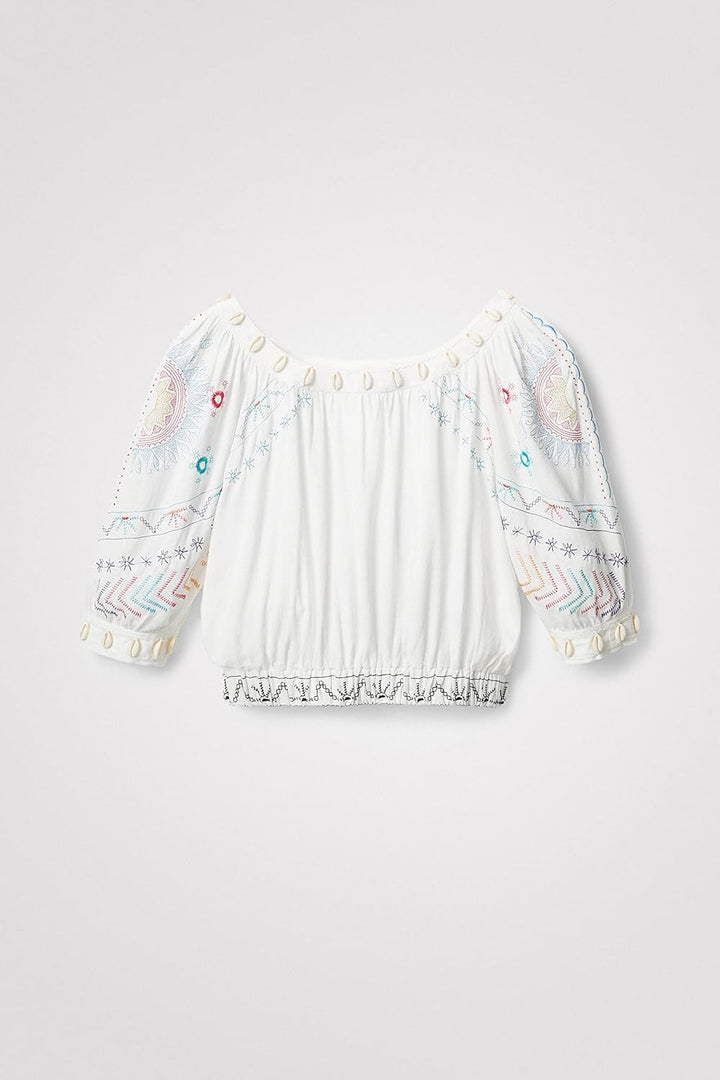 Desigual Damen Boho Bluse M Weiss, M Wei&#xDF;