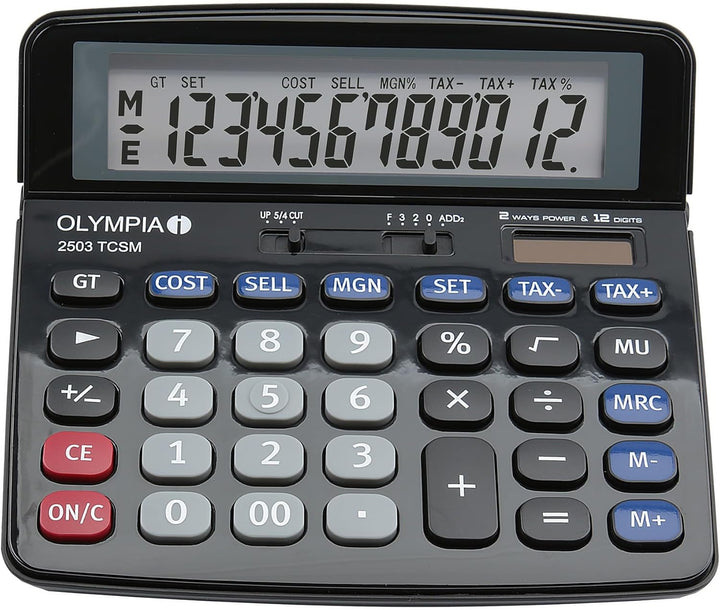 Olympia Tools 40183 Modell 2503 Taschenrechner Desktop Finanzrechner, Schwarz/Blau/Grau
