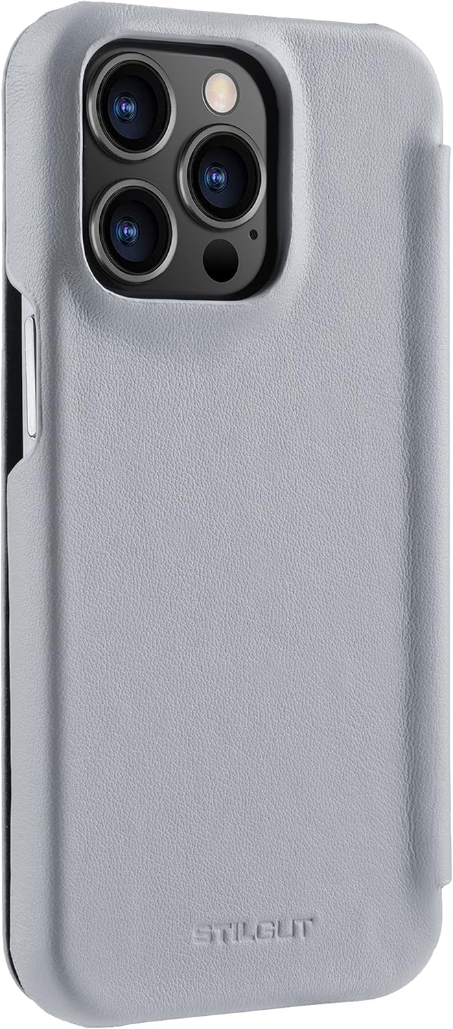 STILGUT Book Case kompatibel mit iPhone 13 Pro Max (6.7“) Hülle aus Leder zum Klappen, Klapphülle, H