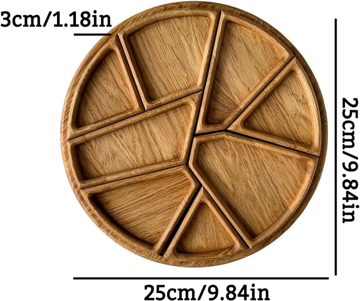 Serviertablett aus Holz | Mahlzeitentablett Puzzle mit Unterteilungen für Lebensmittel | Aufschnittb