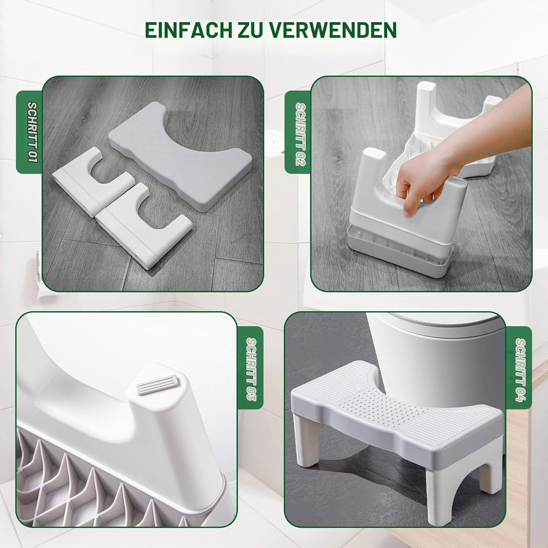 Toilettenhocker,Klohocker,Hocker Toilette mit Anti-Rutsch-Pads,Ergonomischer WC Hocker Tragbarer für