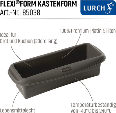 Lurch 585038 FlexiForm Kastenform 2er Set / 2 Brotbackformen aus 100% BPA-freiem Platin-Silikon, Inn