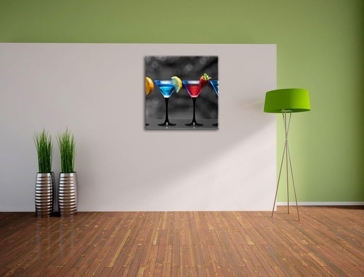 Pixxprint Vier Martinis als Leinwandbild/Grösse: 70x70 cm/Wandbild/Kunstdruck/fertig bespannt, 70x70