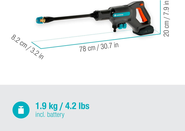 Gardena Akku-Mitteldruckreiniger AquaClean 24/18V P4A Premium Set: Akku-Reiniger mit voller Ausstatt