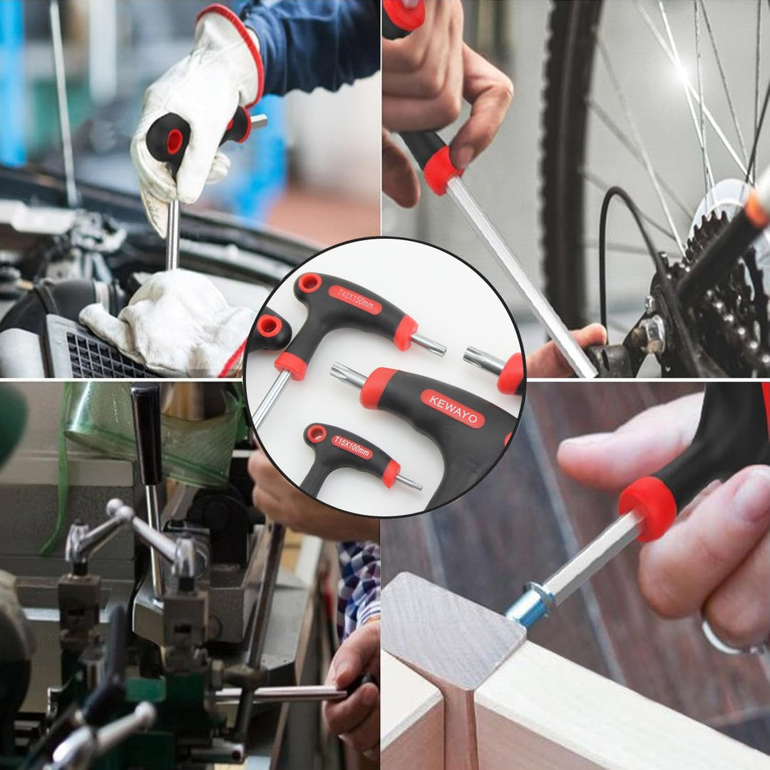 9 Teile T-Griff schlüssel-Satz,10–T50 Torxschlüssel-Set,Trx-Stiftschlüssel mit Quergriffen,T-Griff S