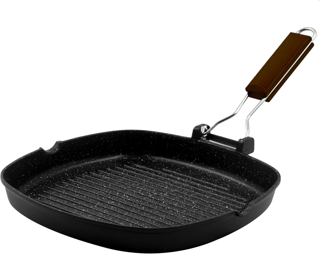 Zanetti, Grillpfanne 24 x 24 cm, Grillplatte aus Aluminium-Druckguss mit hoher Dicke, Grillplatte fü