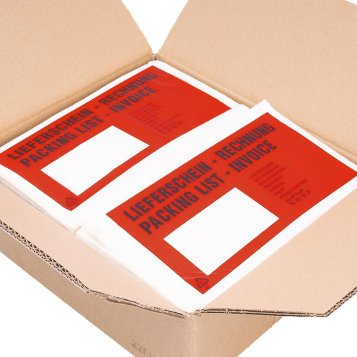 verpacking Lieferscheintaschen 22,5 x 11 cm DIN Lang Rot selbstklebende Dokumententaschen Begleitpap