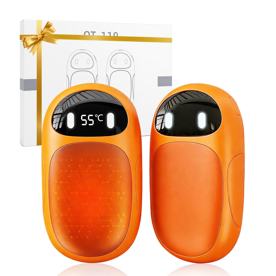 Handwärmer Elektrisch 2er Pack, 4000mAh Wiederaufladbar mit LED-Display & 3 Heizstufen, Magnetische