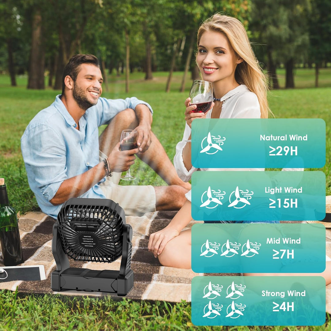 Qoosea Tragbare Camping Ventilator Wiederaufladbare Batterie Zelt Fans im Freien mit LED Licht 8000m