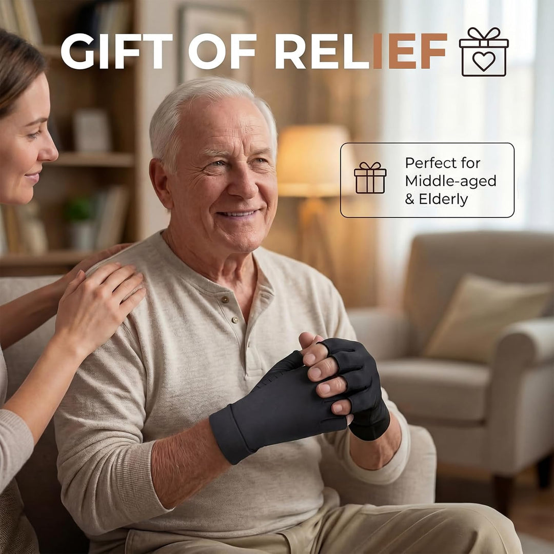 2 Paar Arthrose Handschuhe mit Kupfer,Fingerlose Kompressionshandschuhe,Arthriti Gaming Handschuhe f