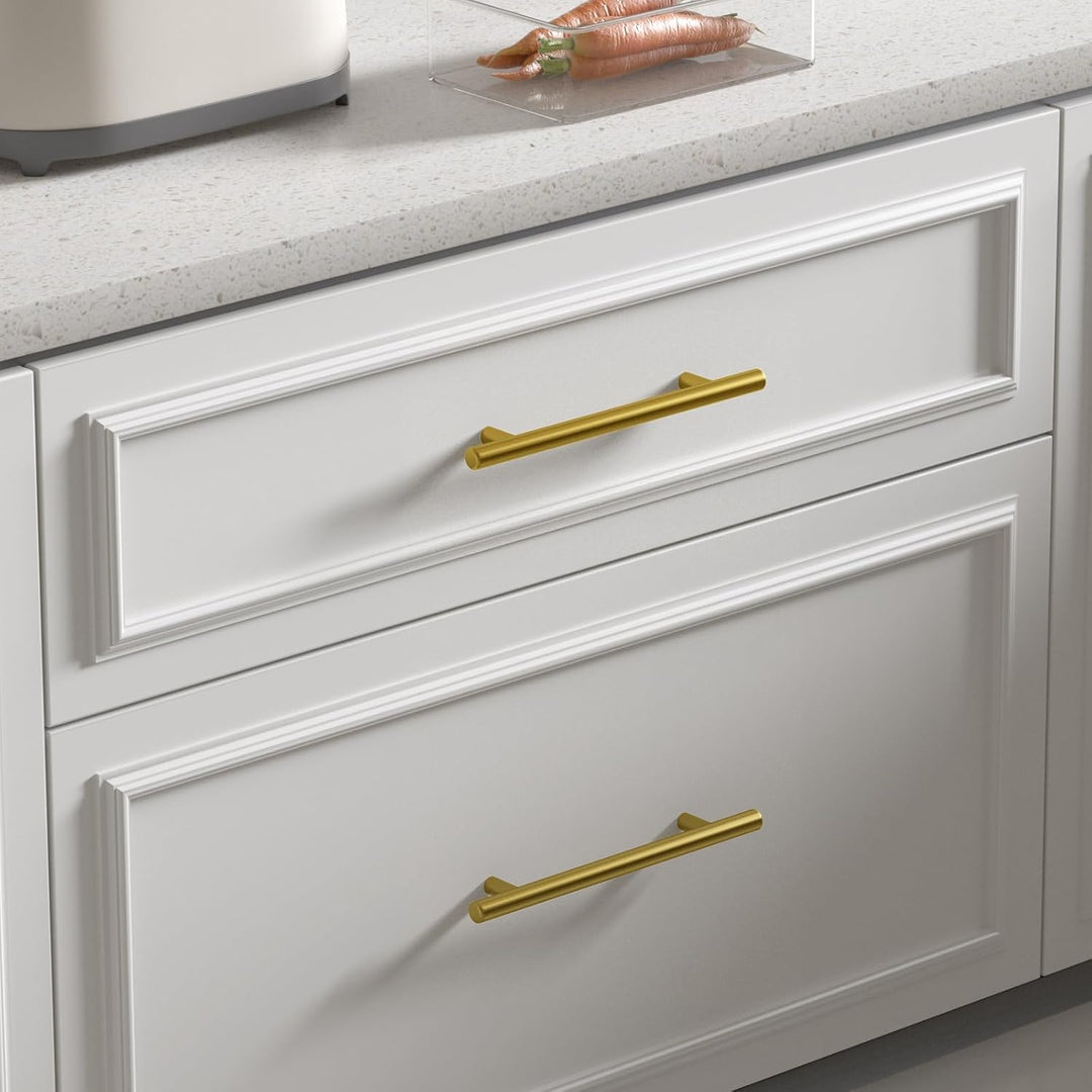 goldenwarm 5 Stück Schubladengriffe Gold Türgriffe Gold Schrankgriffe Gold -LS201GD256 Griffe für Kü