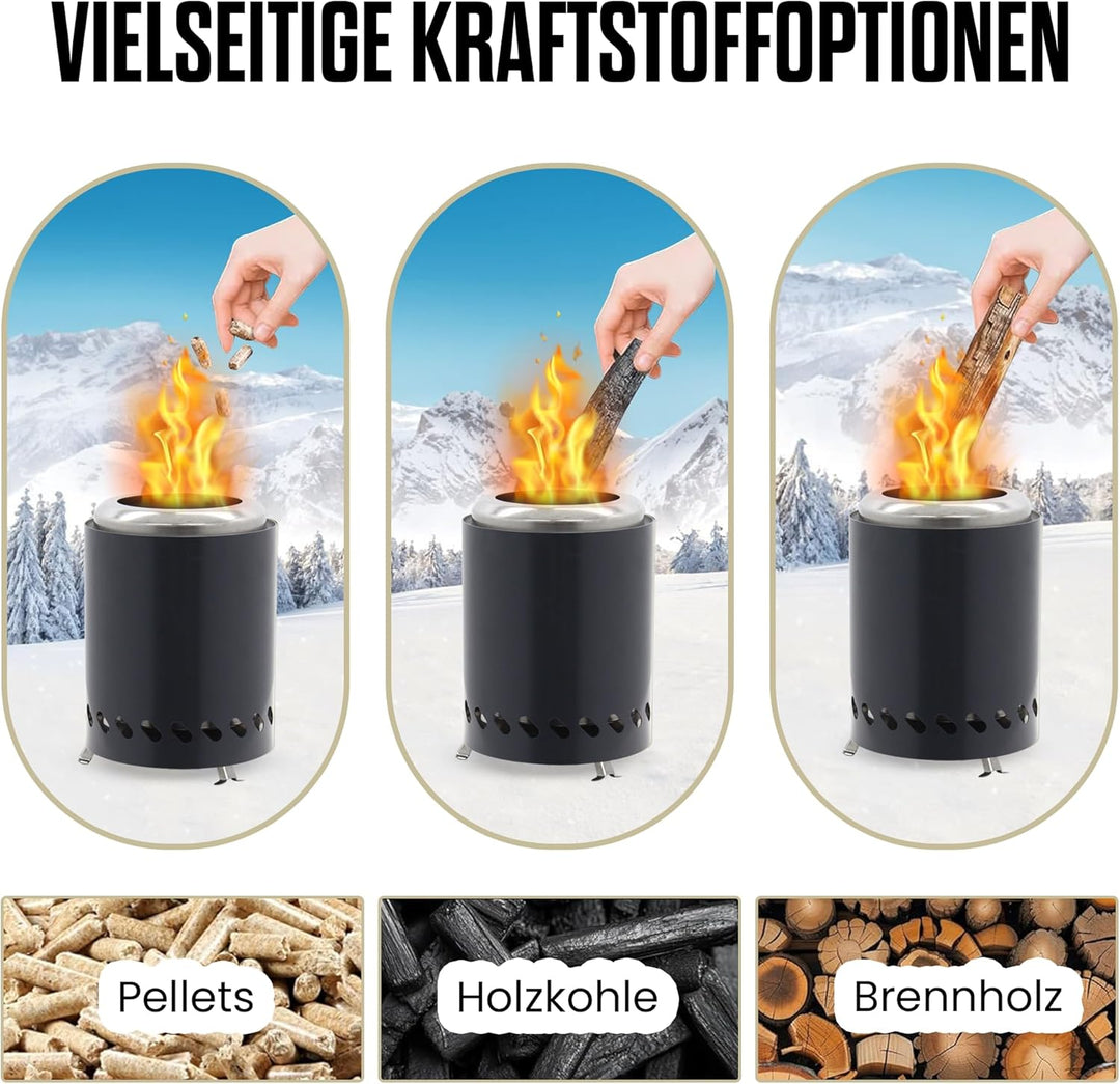 Tischfeuerstelle mit Ständer, Mini-Feuerstelle aus Edelstahl, Deko für Garten,Terrasse und Balkon,Fü