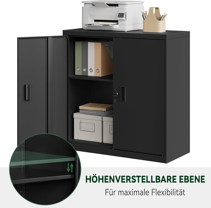 WOLTU Aktenschrank abschliessbar, Ordnerschrank mit höhenverstellbarem Einlegboden, Metallschrank mi