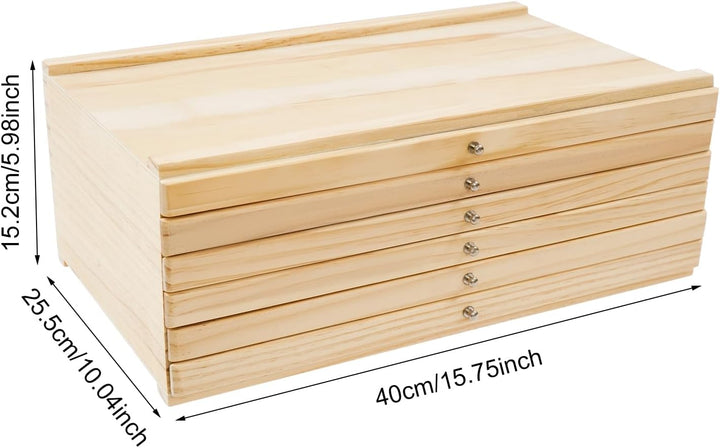 Aufbewahrungsbox für Künstler, 6 Schubladen, Tragbar, Kiefernholz, Malkoffer für Künstler und Pinsel