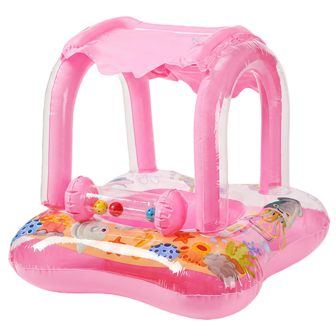 Baby Float PVC Baby Schwimmbad Float mit Baldachin, aufblasbarer Cartoon-Schwimmsitz für Pool, Stran