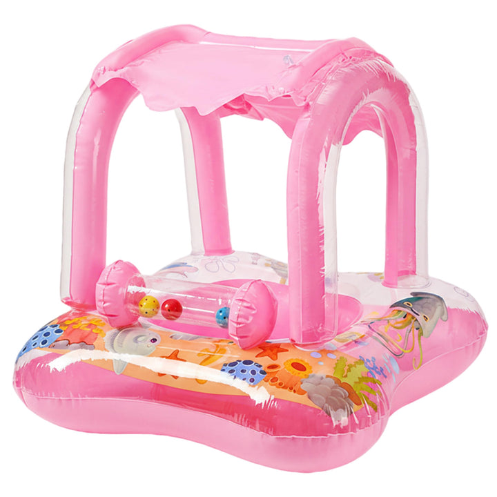 Baby Float PVC Baby Schwimmbad Float mit Baldachin, aufblasbarer Cartoon-Schwimmsitz für Pool, Stran