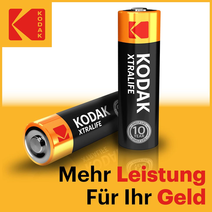 KODAK AA Alkali Batterien 1,5V (40 Stück) Hochleistungsbatterien Bis Zu 145% längere Lebensdauer, 10