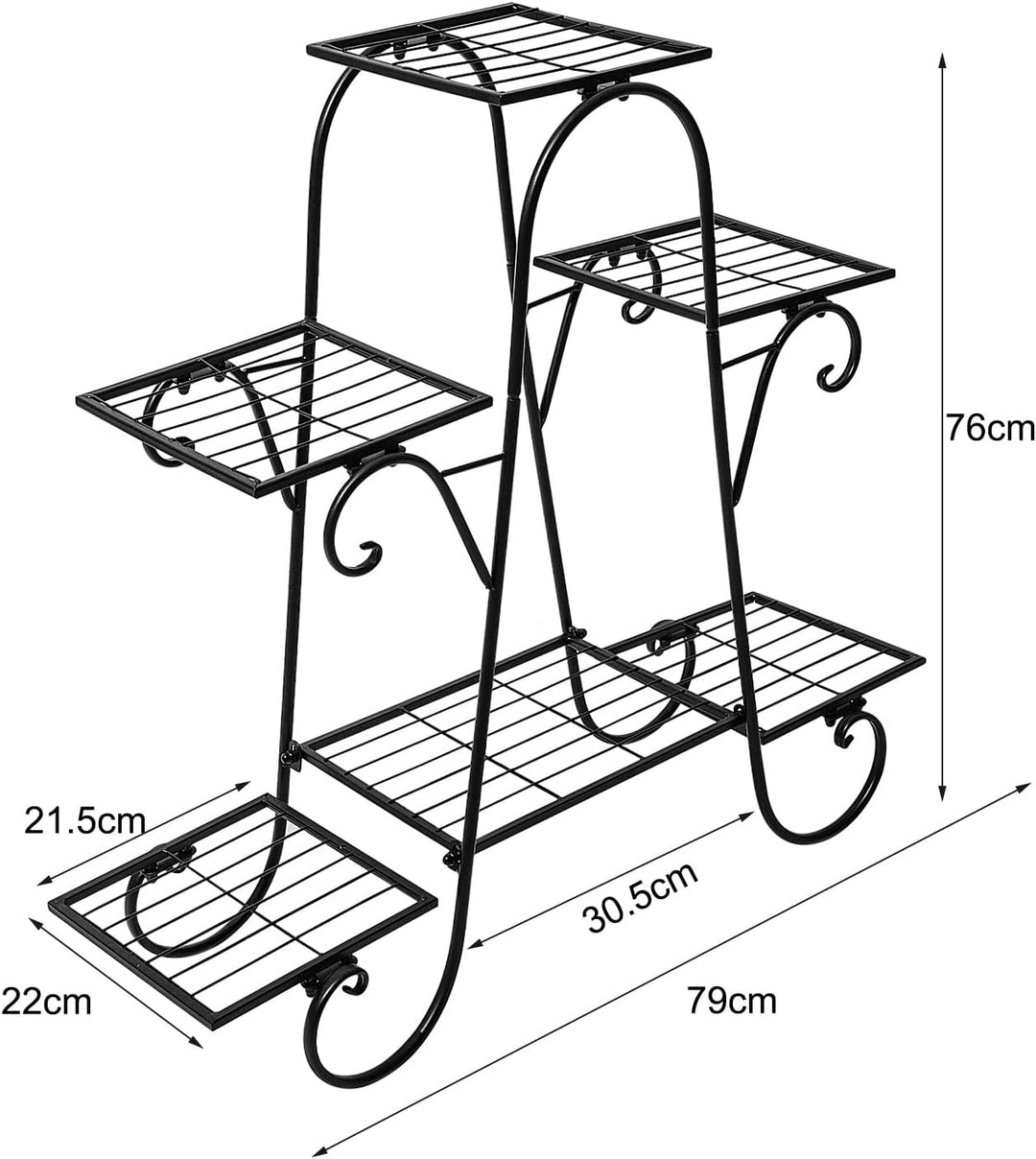 Queiting Metall Blumenständer Blumentreppe mit 6 Ebenen Retro Pflanzentreppe für Innen und Aussen Ga