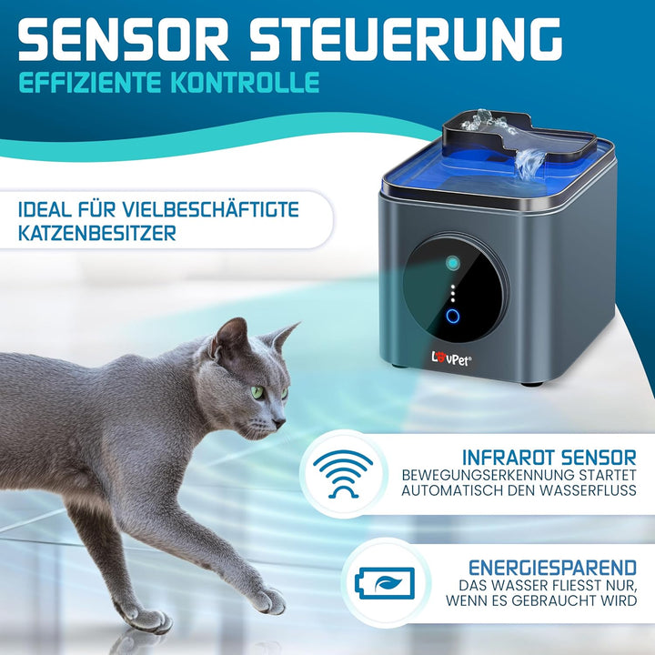 LOVPET® Katzenbrunnen Trinkbrunnen für Katzen 3,5L Wassertank & 3x Filter Automatischer Wasserspende